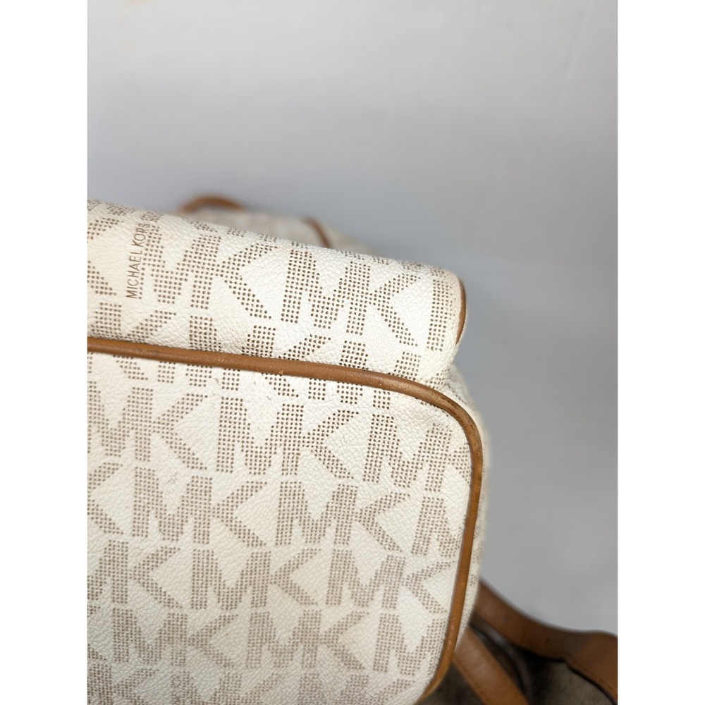 Michael Kors Backpack READ Signature Leather White Cream Beige - Picture 13 of 16